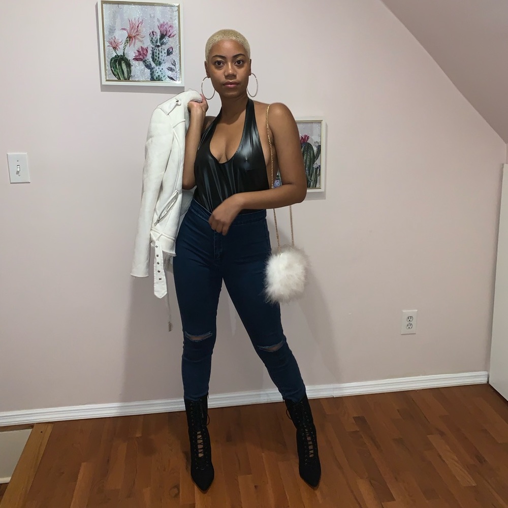 Faux Leather Body Suit